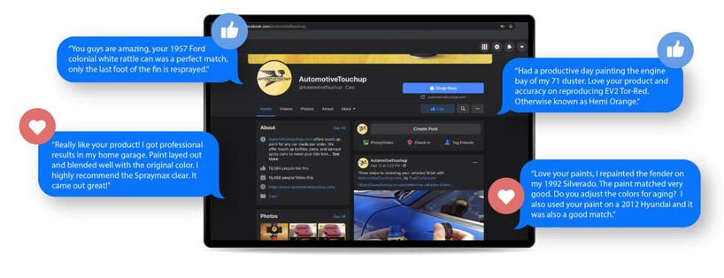 Social Media Reviews Automotive paint reviews left on our Facebook page by happy customers