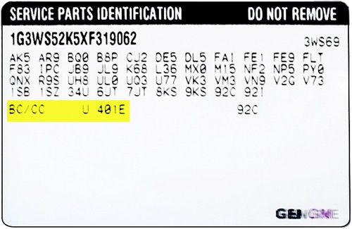 Location of Your Cadillac's Paint Code